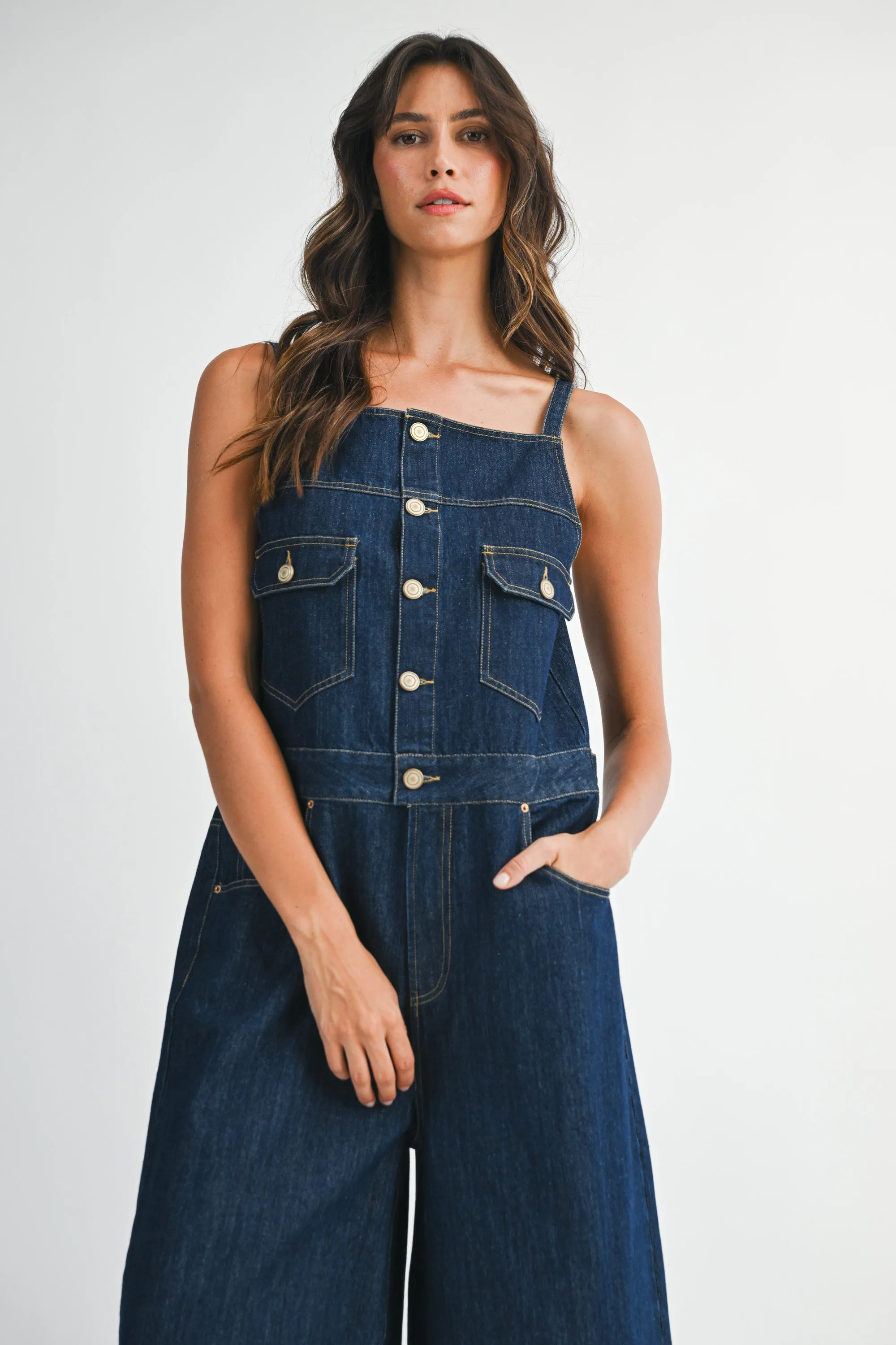 JANICE DENIM BUTTON FRONT OVERALL sold by MABLE product image thumbnail 4