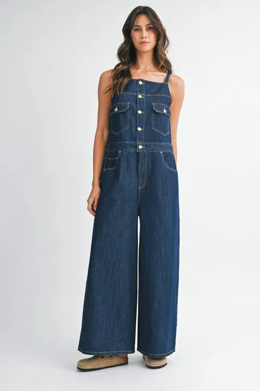 JANICE DENIM BUTTON FRONT OVERALL made by MABLE