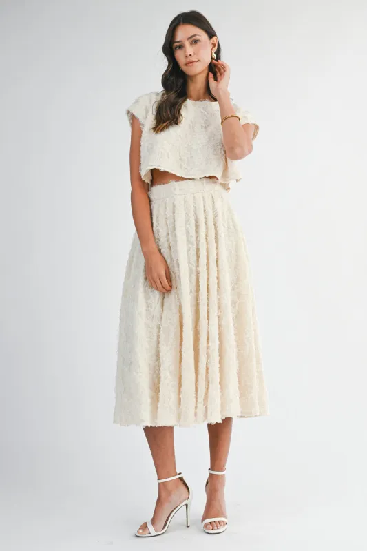 YARETZI APPLIQUE CROP TOP SKIRT SET made by MABLE