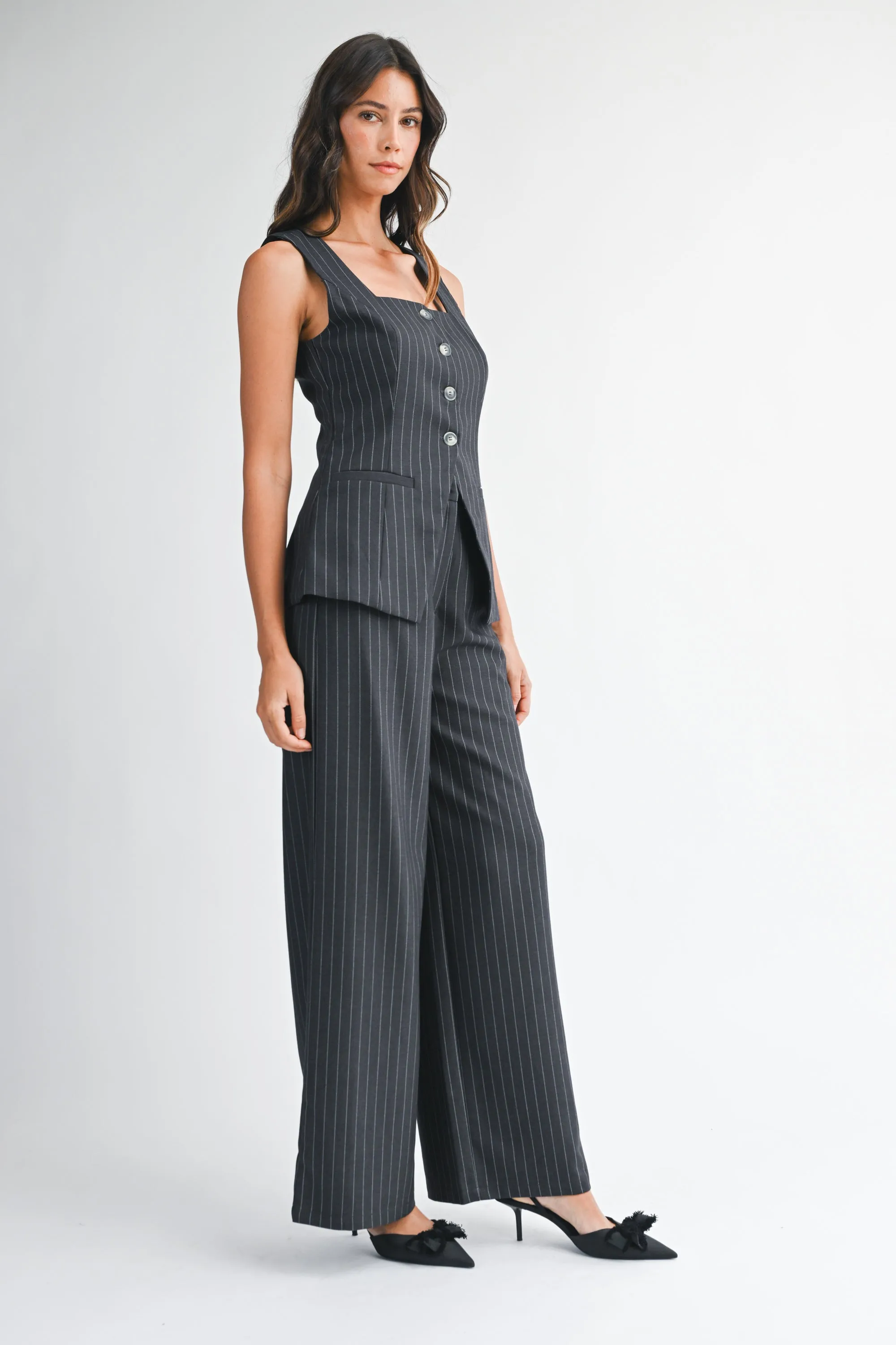 BRYNN PIN STRIPE VEST PANTS SET sold by MABLE product image thumbnail 2