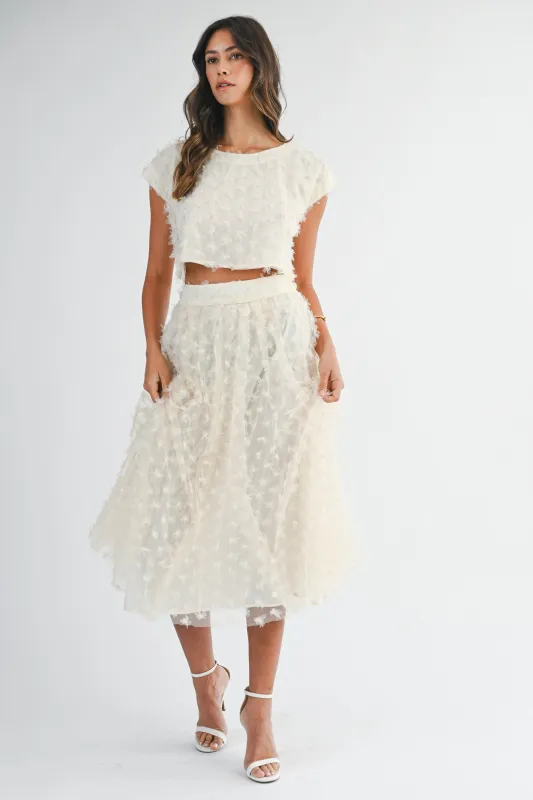 ESPERANZA APPLIQUE CROP TOP MIDI SKIRT SET made by MABLE