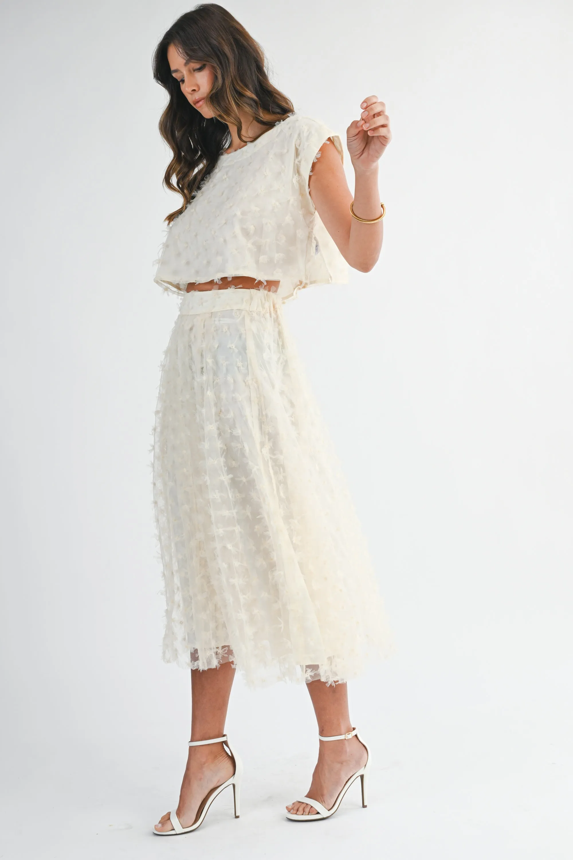 ESPERANZA APPLIQUE CROP TOP MIDI SKIRT SET sold by MABLE product image thumbnail 2