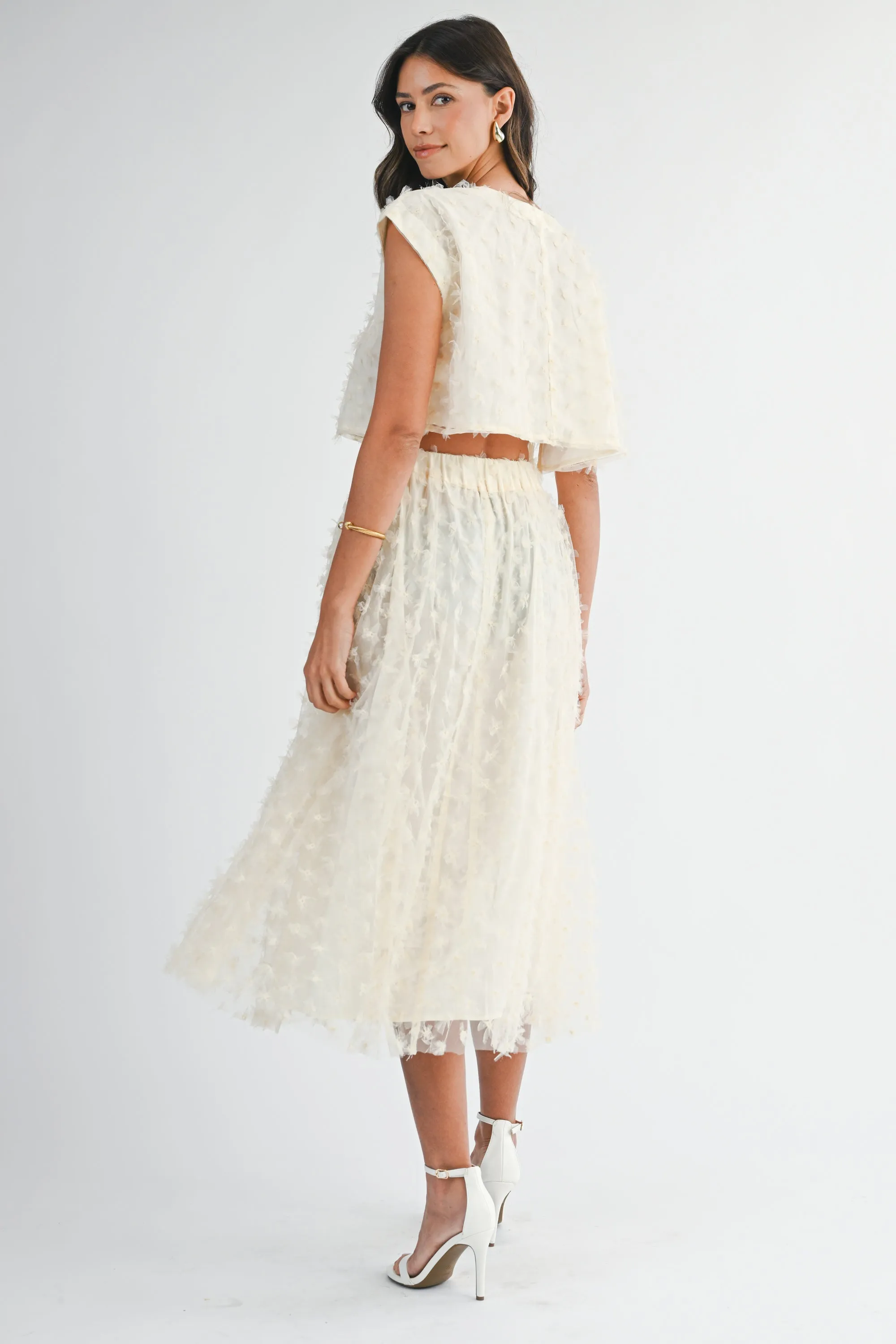 ESPERANZA APPLIQUE CROP TOP MIDI SKIRT SET sold by MABLE product image thumbnail 3