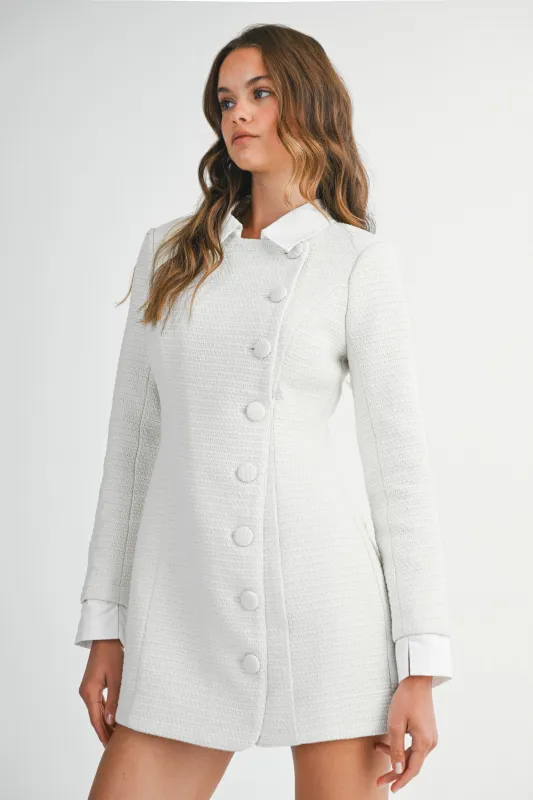 SIGNE TWEED BUTTON DOWN MINI DRESS made by MABLE