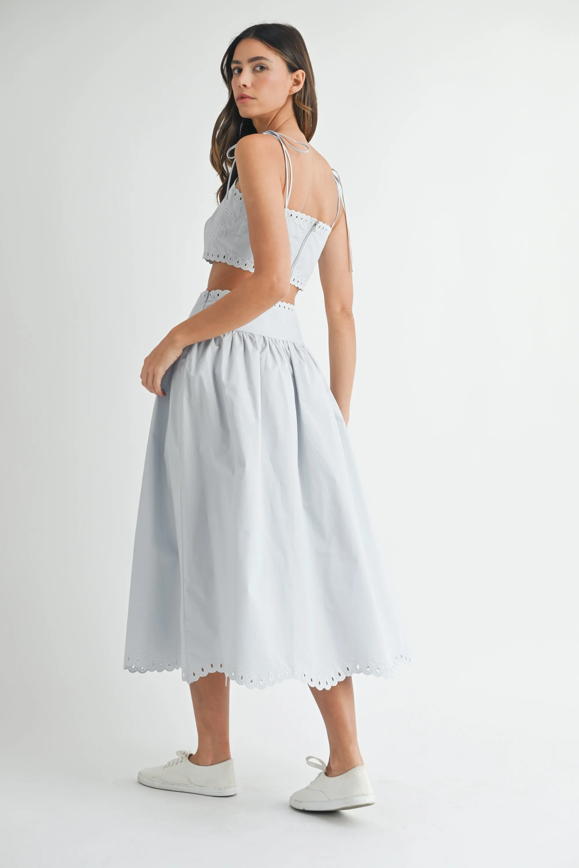 KEYLA EMBROIDERY CROP TOP AND MIDI SKIRT SET sold by MABLE product image thumbnail 3