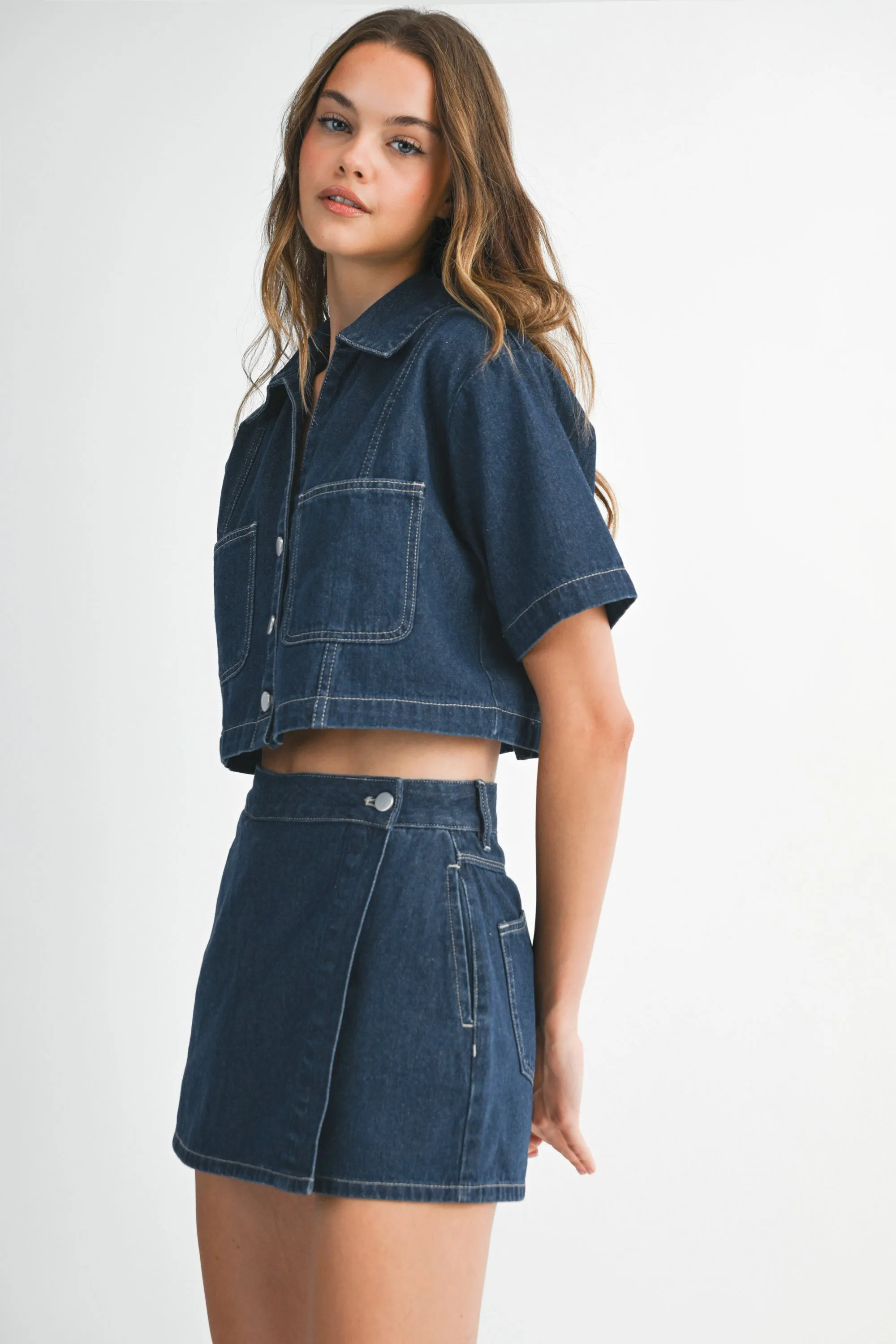 CURSTIN SHORT DENIM SHIRT AND SKORT SET sold by MABLE product image thumbnail 2