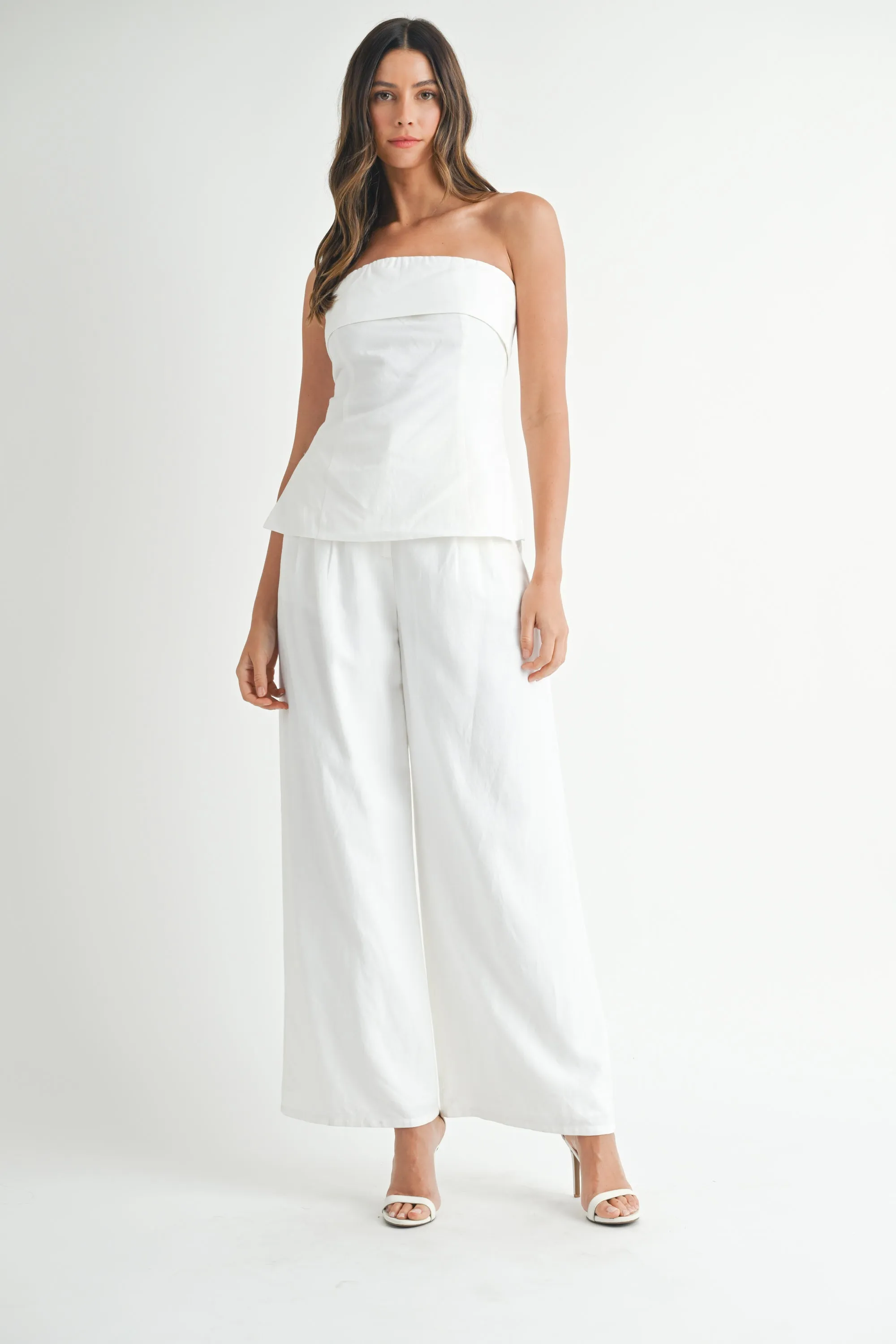 HALEY LINEN TUBE TOP AND TROUSER SET sold by MABLE