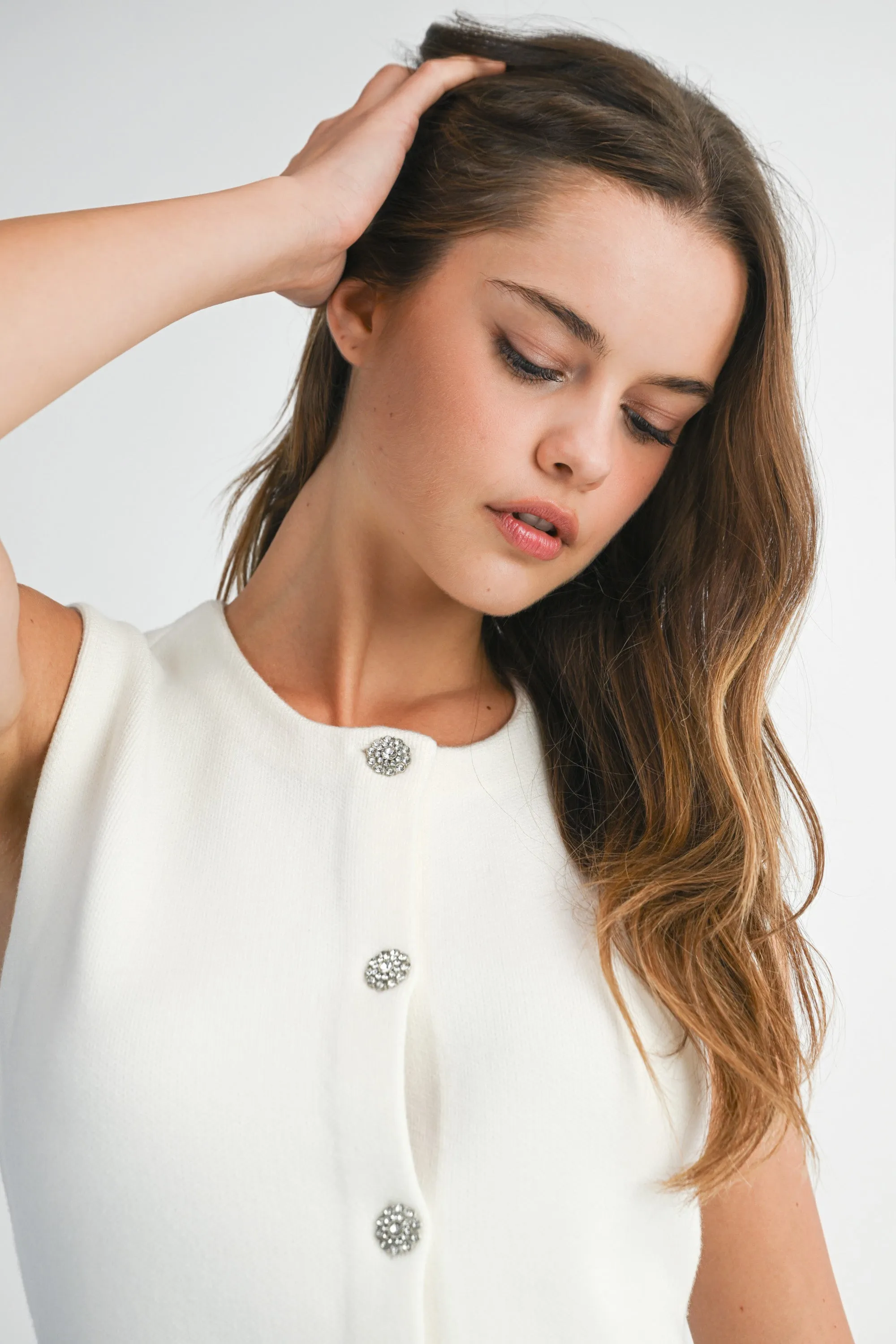CRYSTAL BUTTON SWEATER VEST sold by MABLE product image thumbnail 4