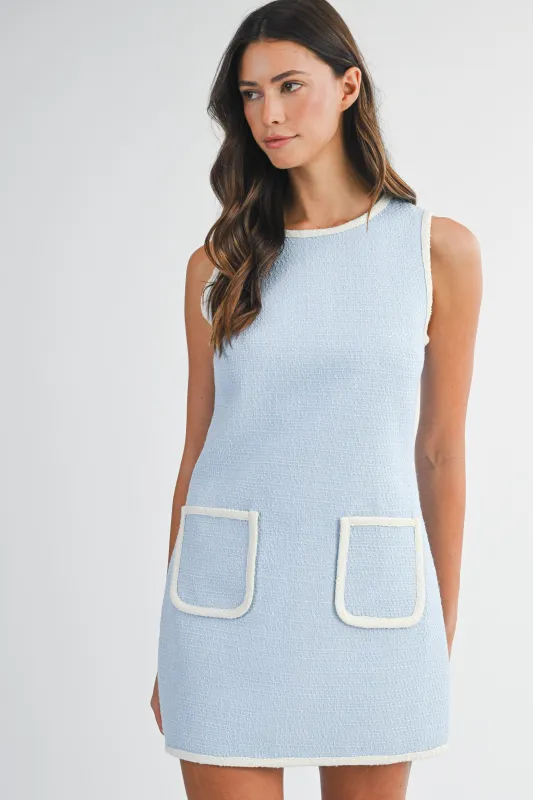 ELLIOTT CONTRAST BOUCLE MINI DRESS made by MABLE