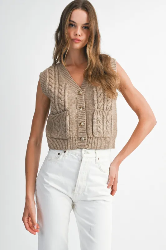 ADELINA CABLE KNIT VEST sold by MABLE