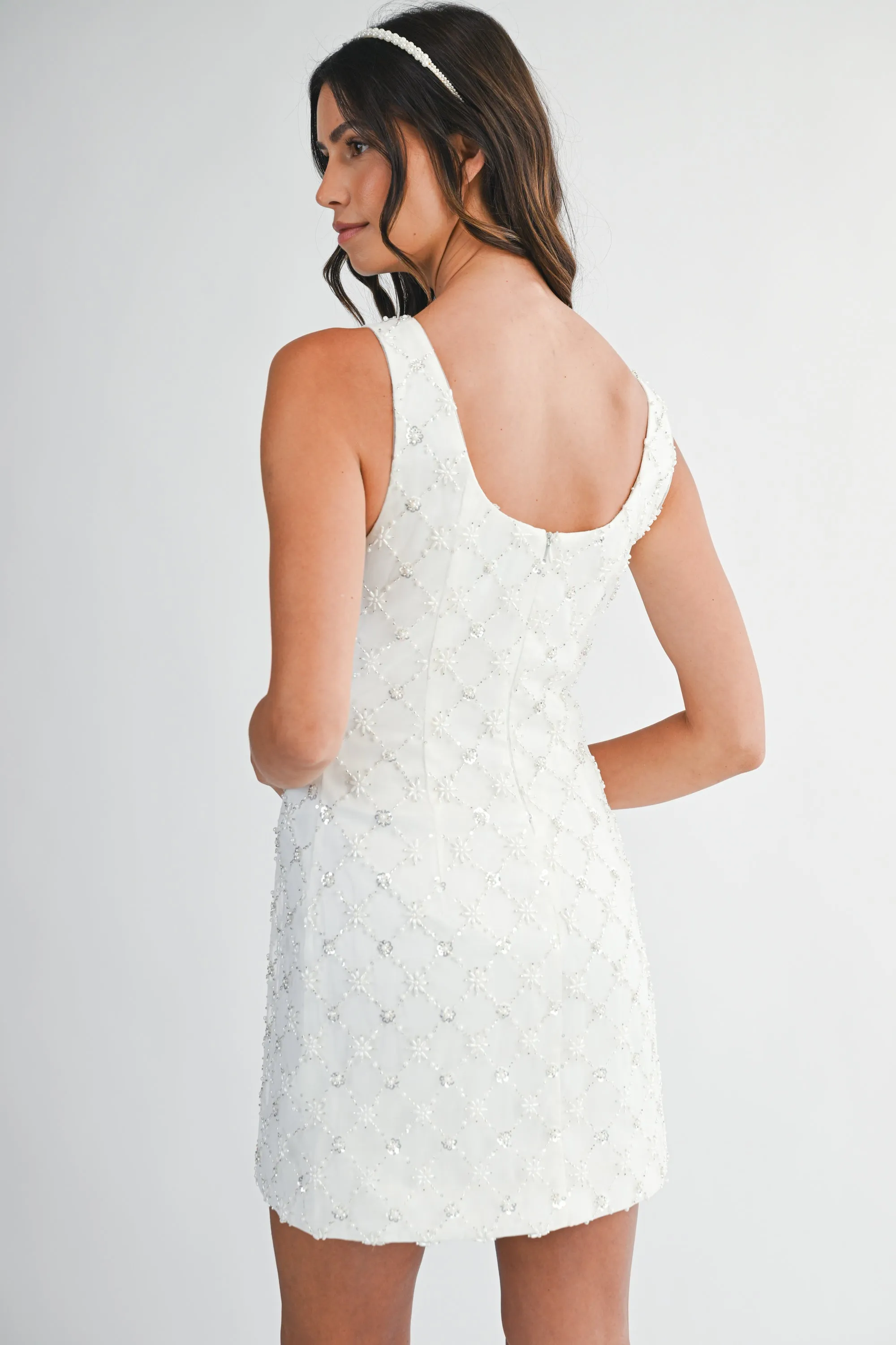 KALI PEARL AND SEQUIN BEADED STRAPLESS MINI DRESS sold by MABLE product image thumbnail 3
