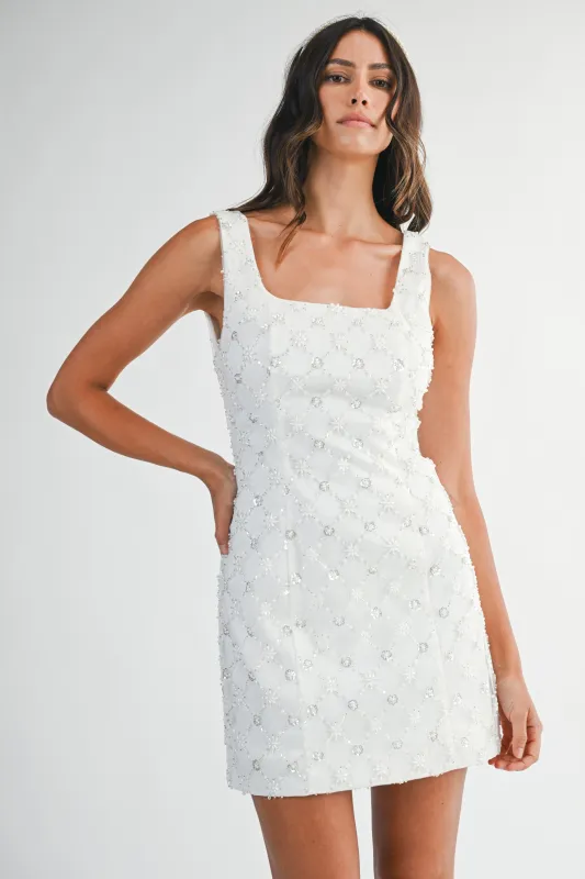 KALI PEARL AND SEQUIN BEADED STRAPLESS MINI DRESS made by MABLE