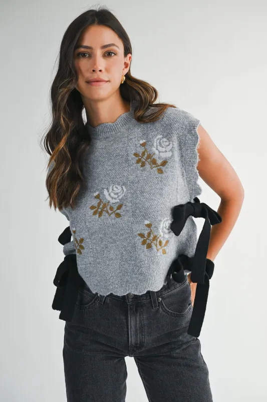 VALERIA KNIT VEST WITH EMBROIDERY made by MABLE
