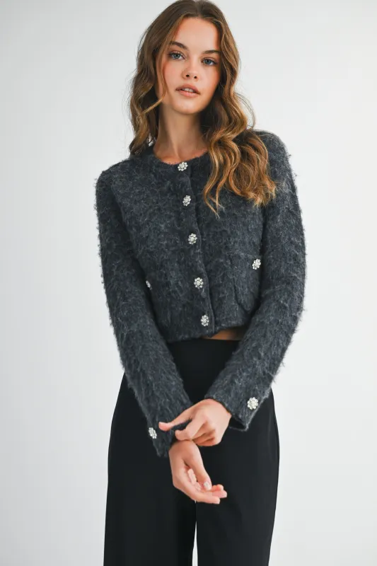 ALIANNA FUZZY KNIT CARDIGAN sold by MABLE