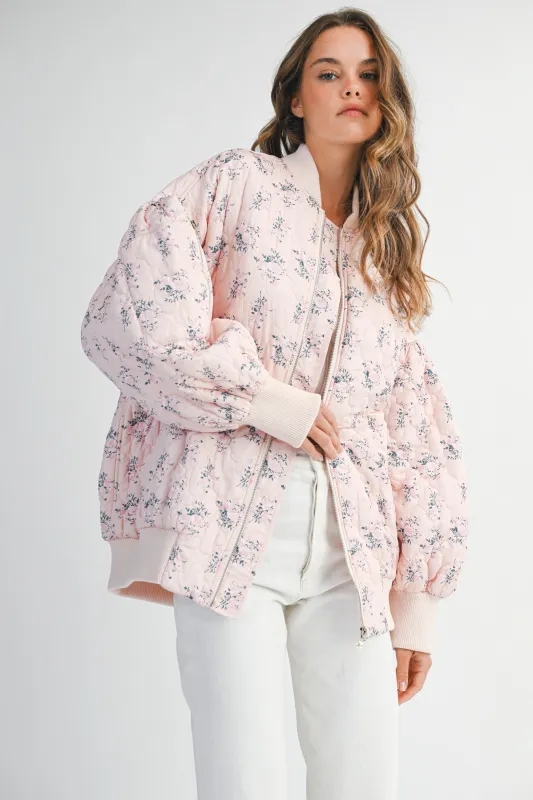 CHARLIE FLORAL QUILTED BOMBER made by MABLE