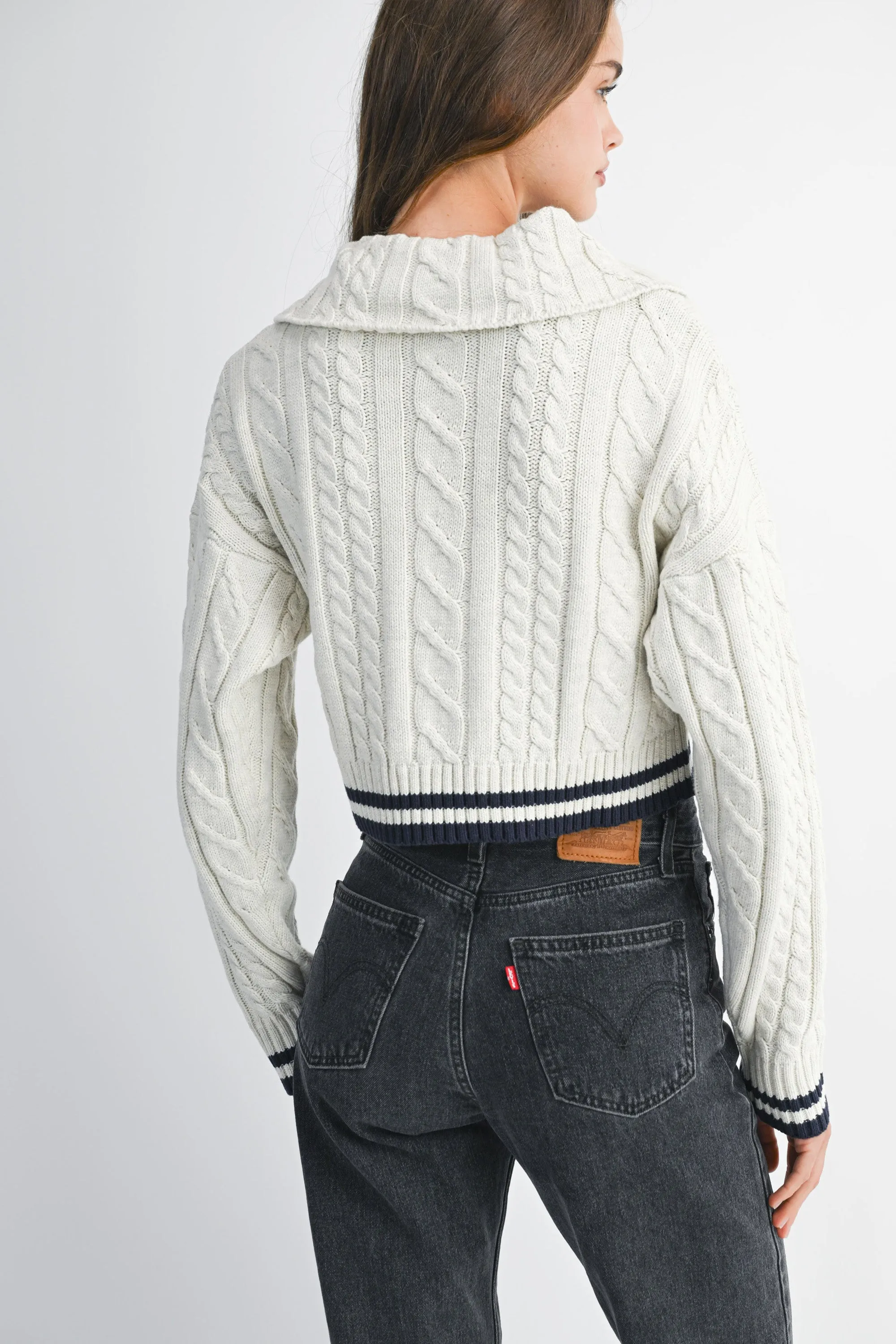 DANIELA LAPEL COLLAR CROP SWEATER TOP sold by MABLE product image thumbnail 3