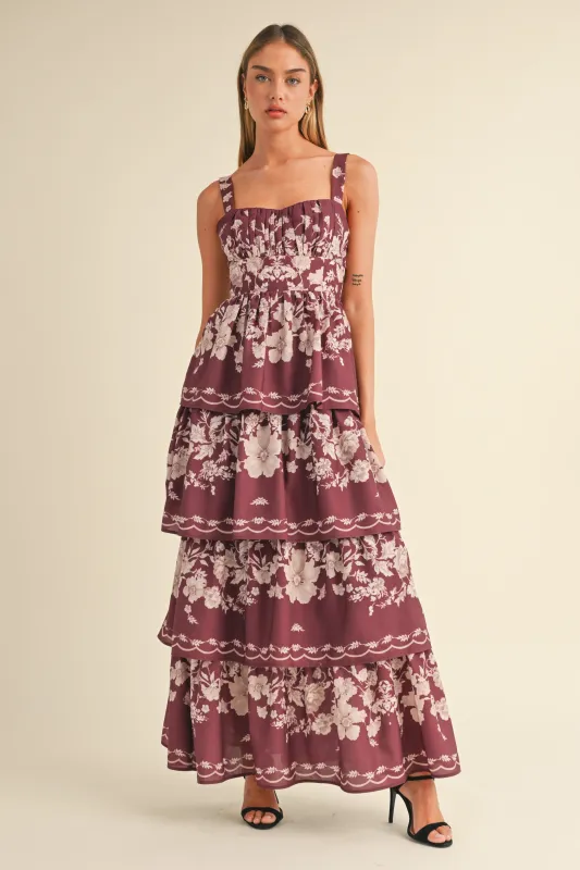AURORA FLORAL TIERED MAXI DRESS sold by MABLE