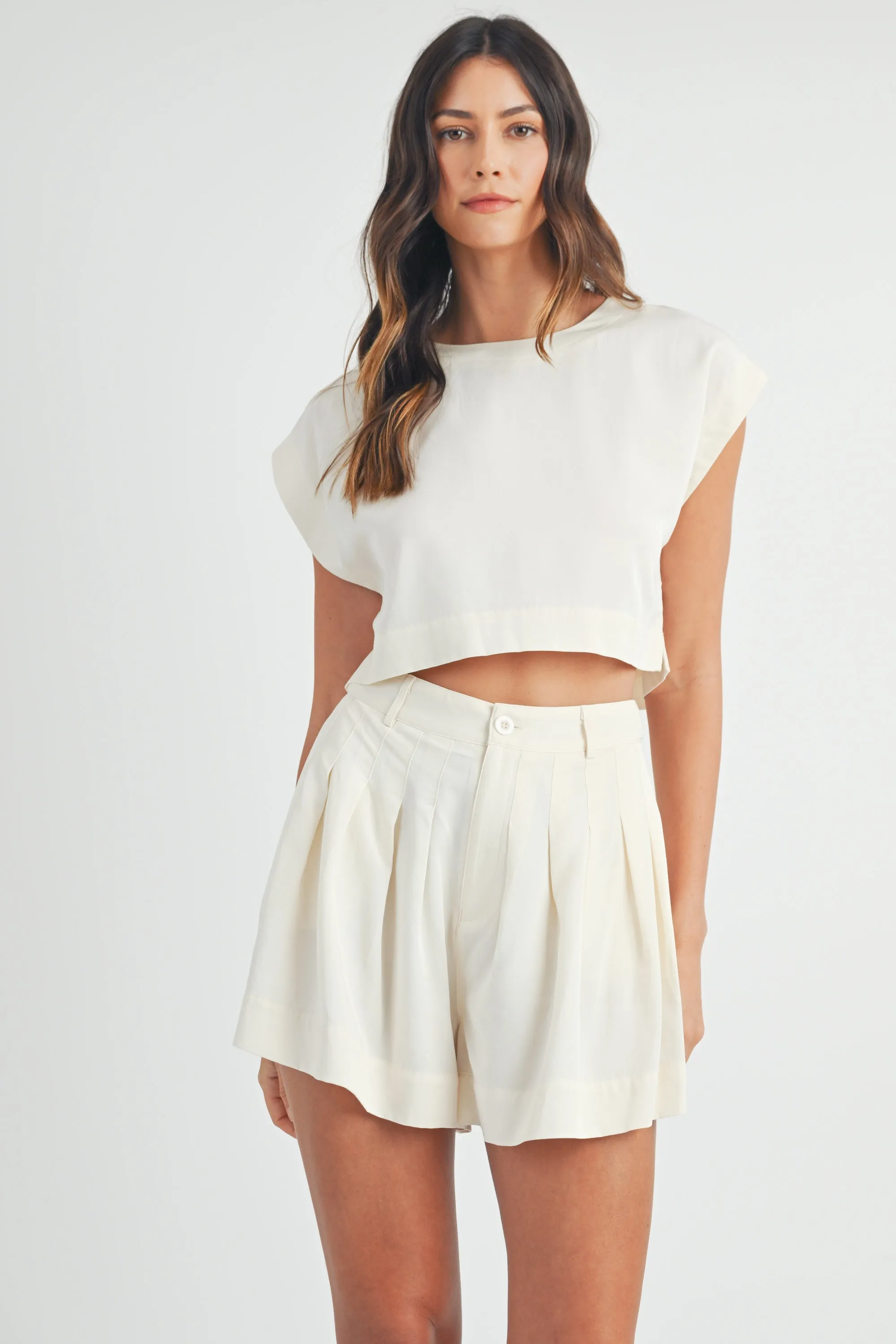 LAUREL CROP TOP AND PLEATED SHORTS SET sold by MABLE