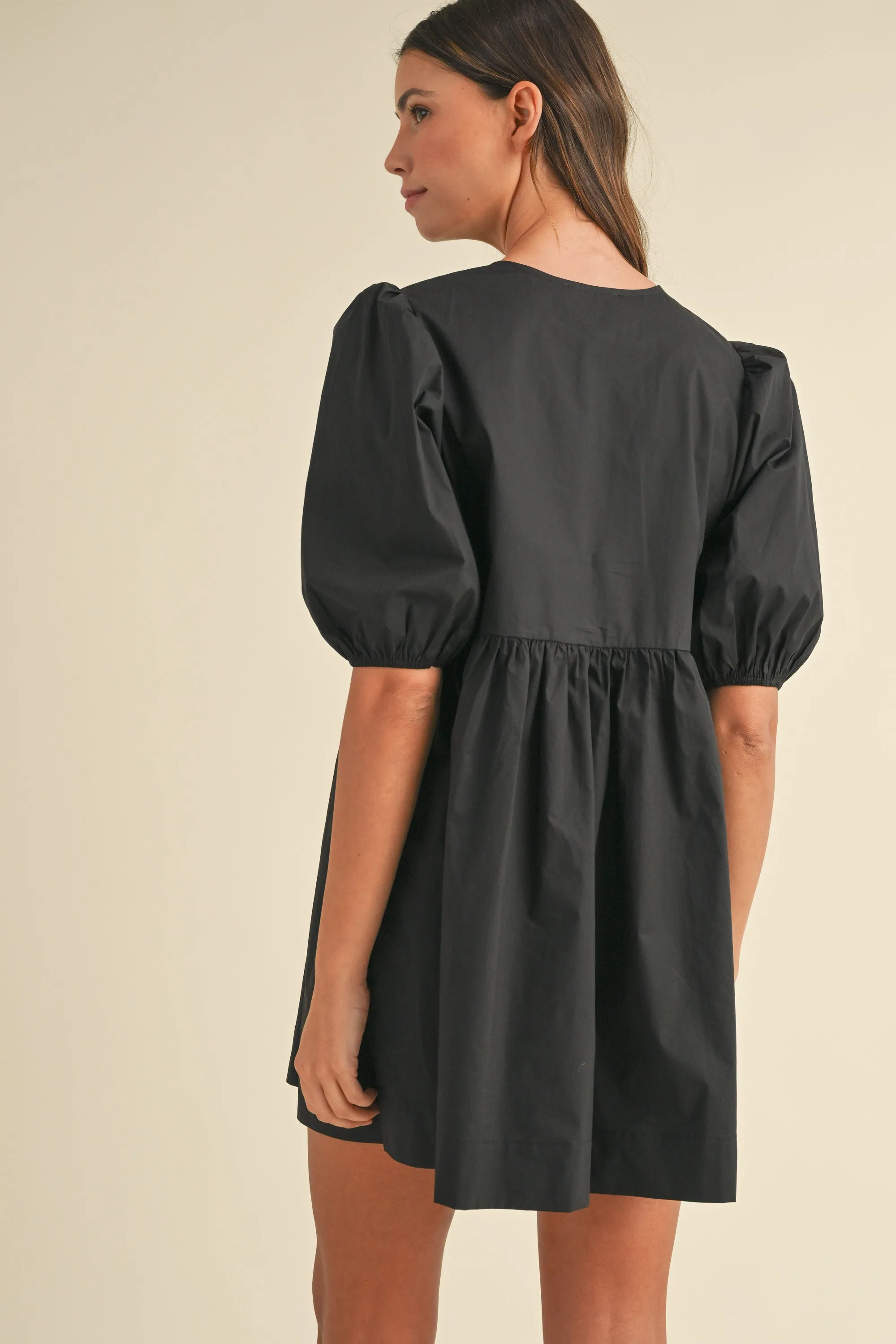 MACY POPLIN BOW DETAIL PUFF SLEEVES MINI DRESS sold by MABLE product image thumbnail 3