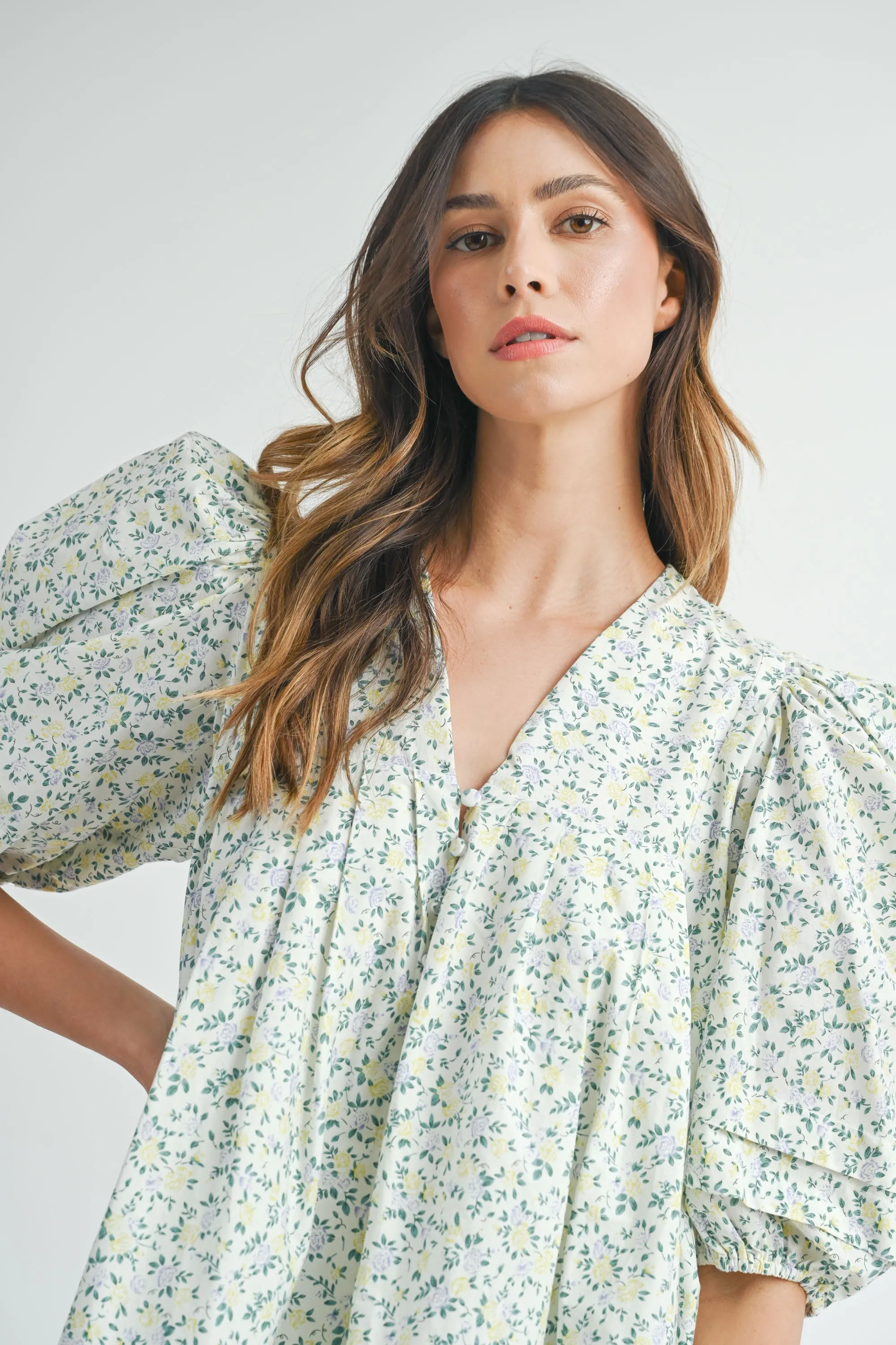 AYLA FLORAL PUFF SLEEVE MINI DRESS sold by MABLE product image thumbnail 4