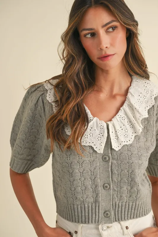 ADLEY LACE COLLAR CARDIGAN sold by MABLE