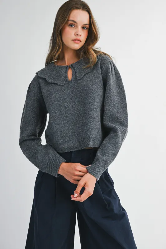 HARPER SCALLOP COLLAR SWEATER made by MABLE