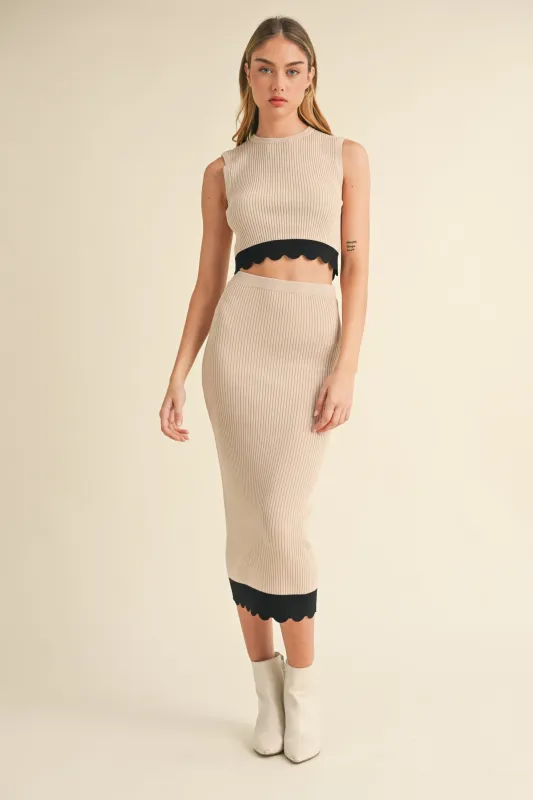 NEVAEH SCALLOPED TANK TOP AND SKIRT SET made by MABLE