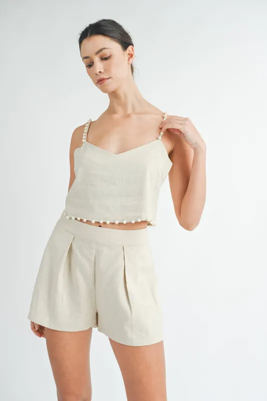 CLEO PEARL TRIM CAMI TOP AND SHORTS SET made by MABLE