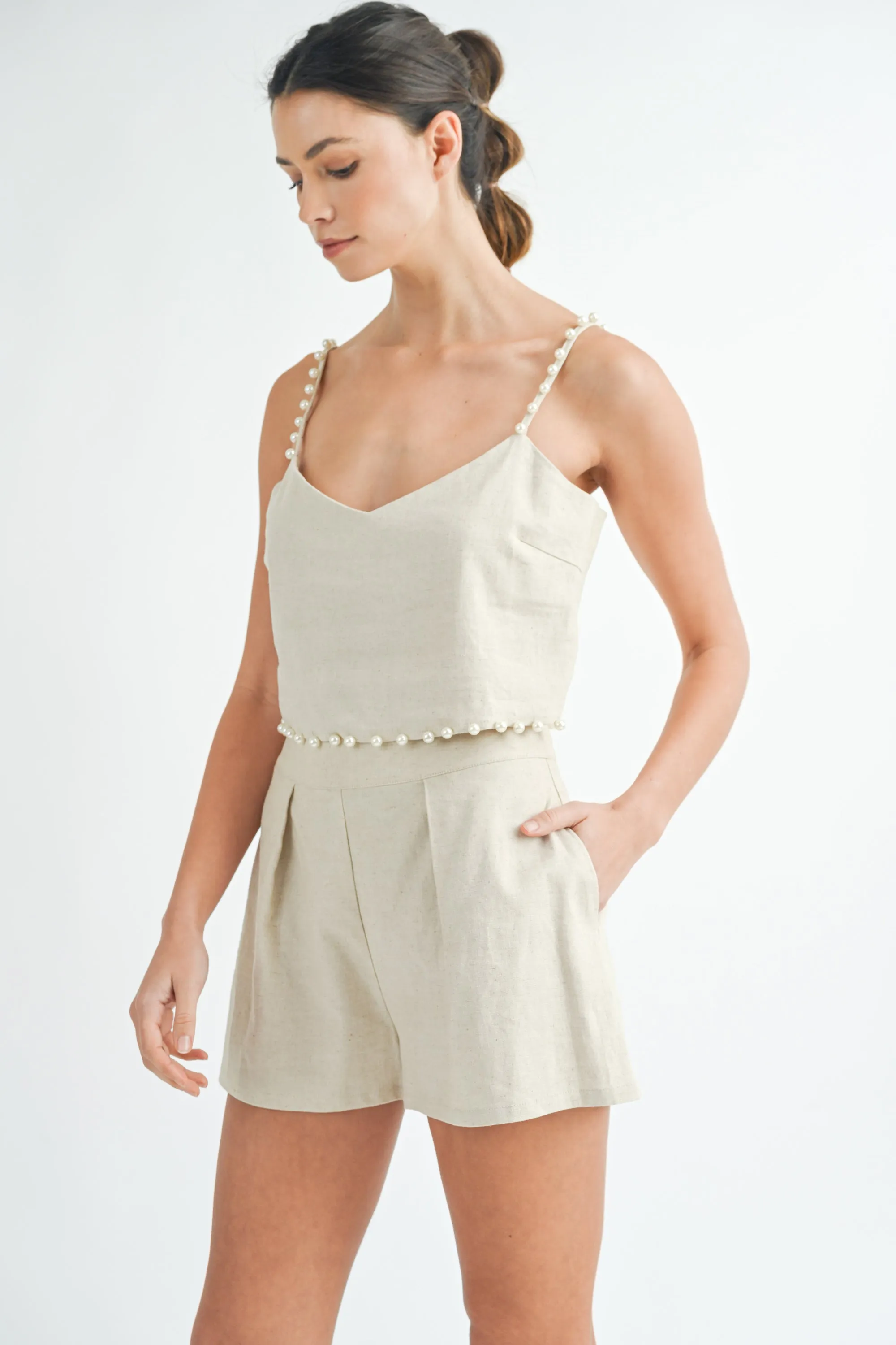 CLEO PEARL TRIM CAMI TOP AND SHORTS SET sold by MABLE product image thumbnail 2