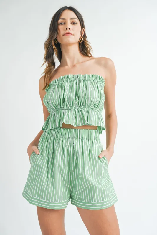 STRIPE TUBE TOP AND SHORTS SET sold by MABLE