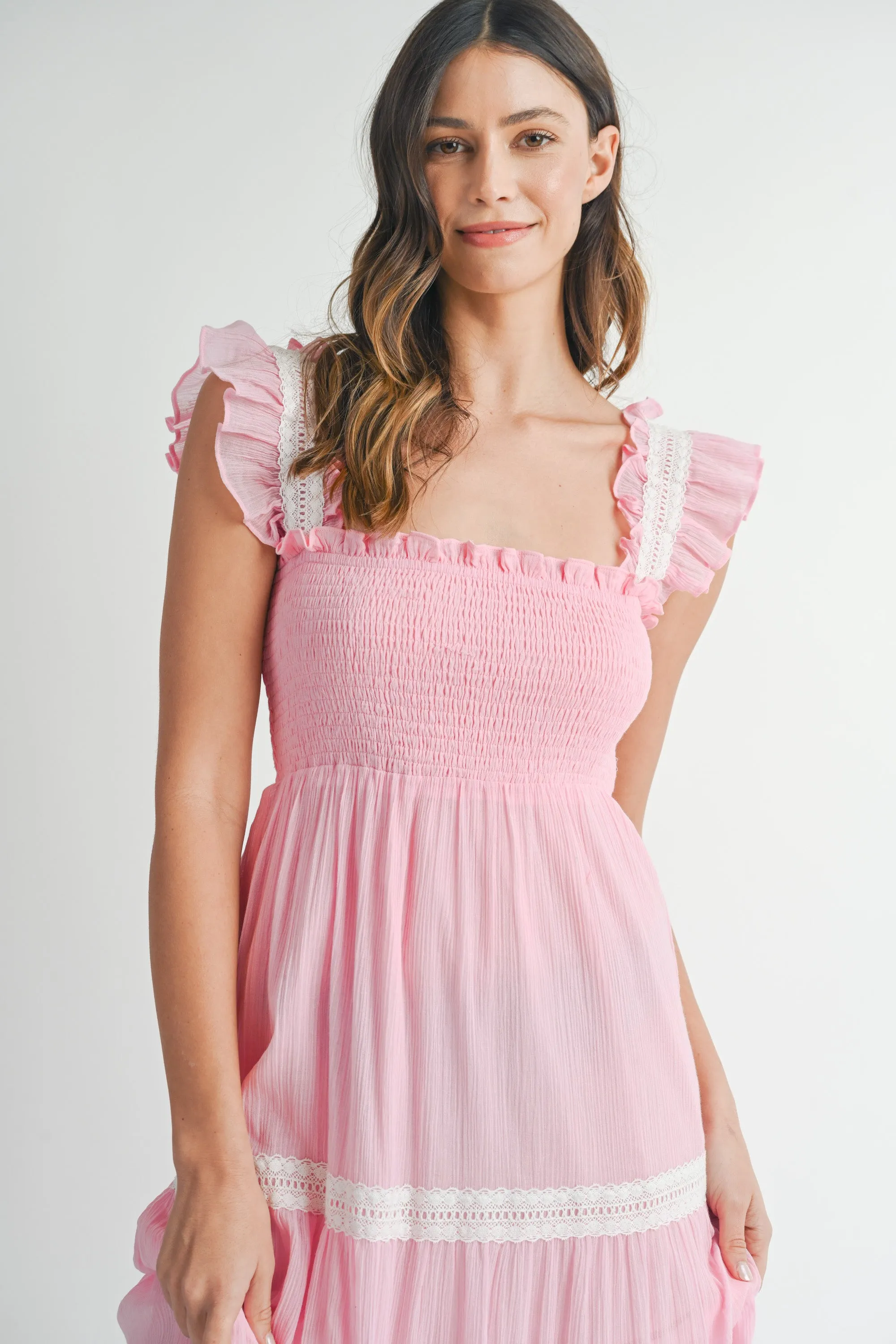 HENLEY LACE TRIM TIERED MAXI DRESS sold by MABLE product image thumbnail 4