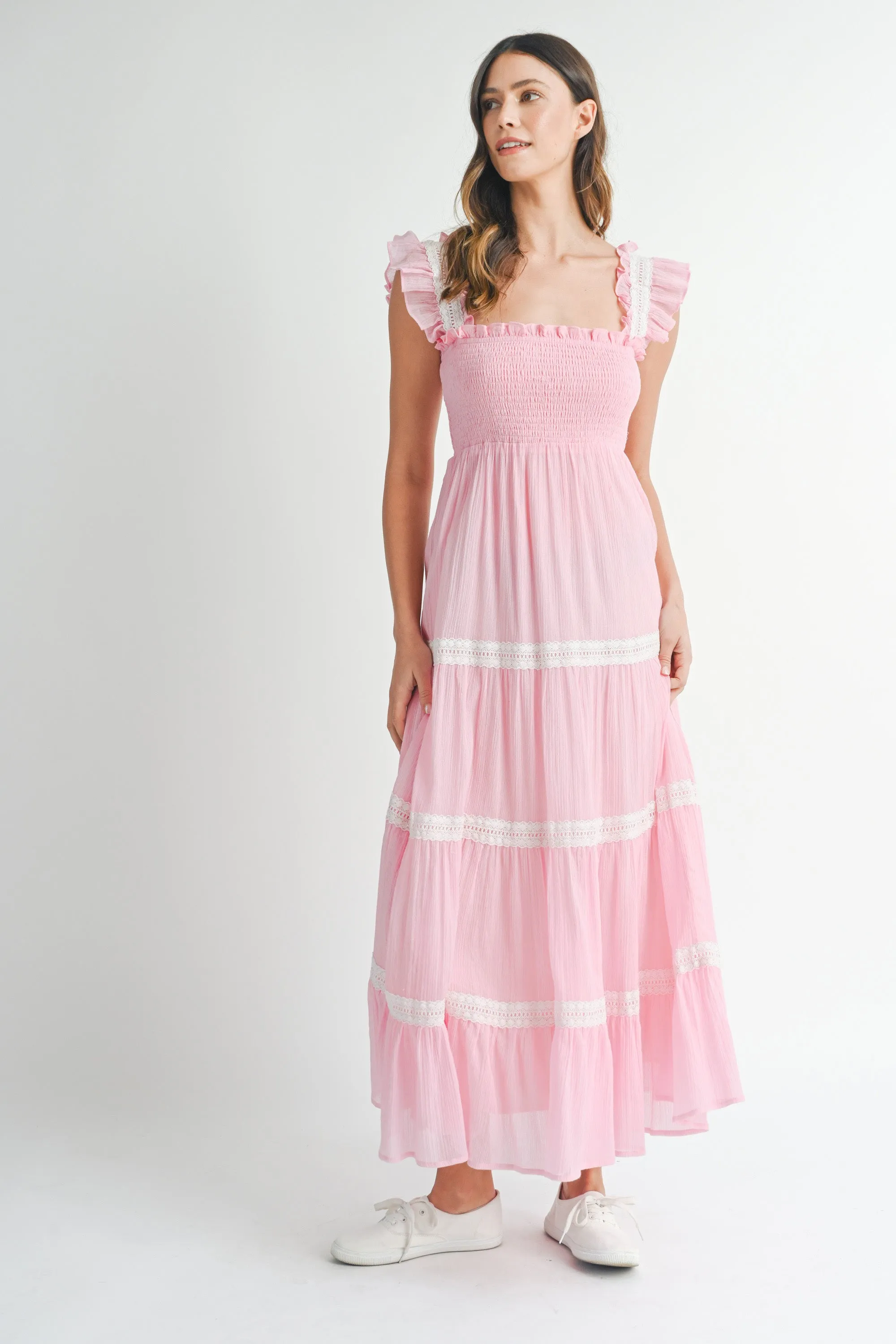HENLEY LACE TRIM TIERED MAXI DRESS sold by MABLE product image thumbnail 5