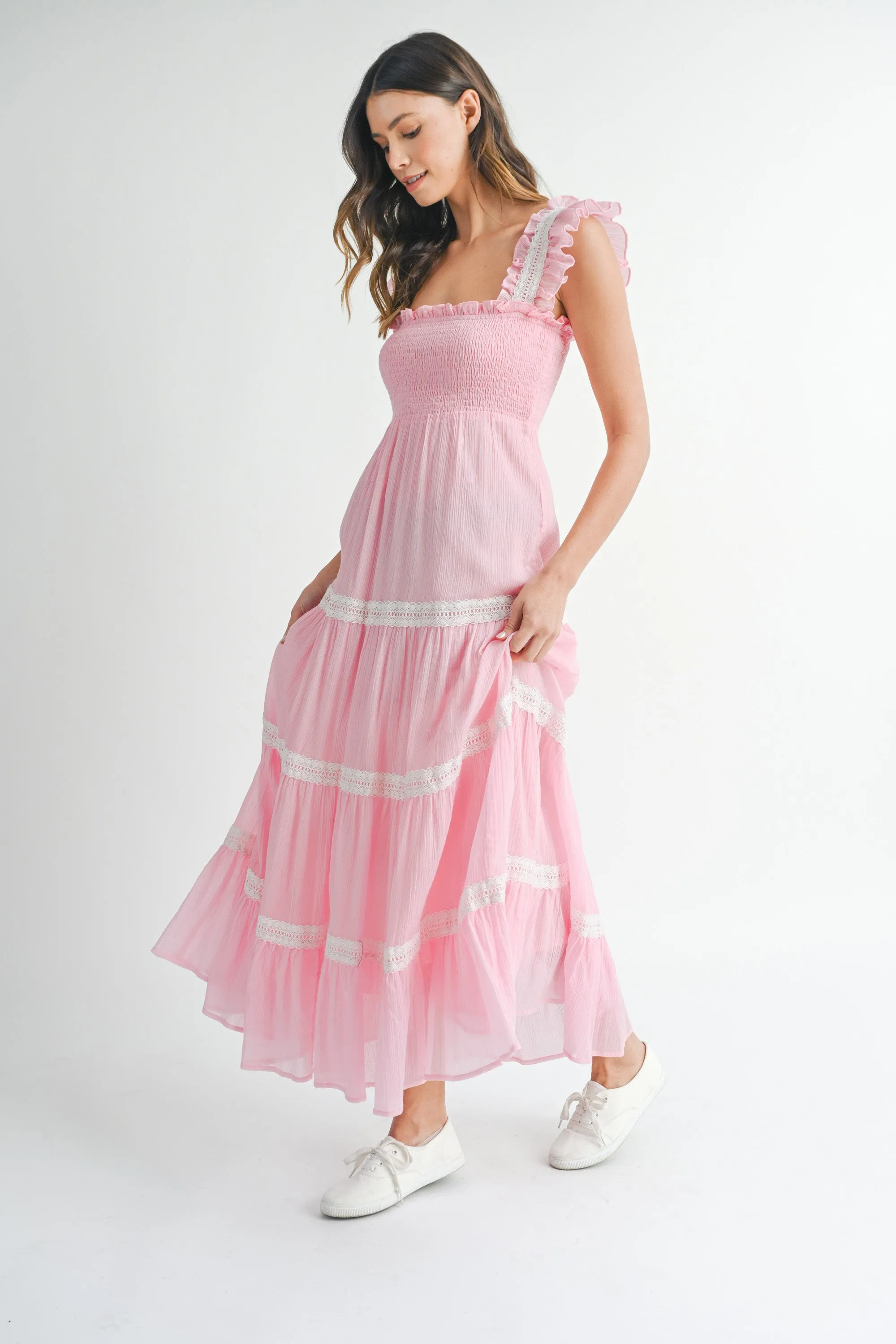 HENLEY LACE TRIM TIERED MAXI DRESS sold by MABLE product image thumbnail 2