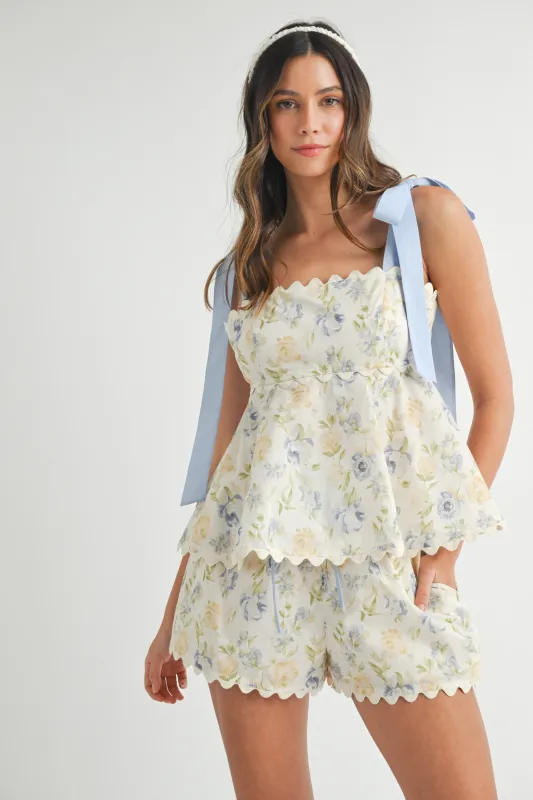 SCARLETT MORGAN RICRAC EDGE TOP AND SHORTS SET made by MABLE