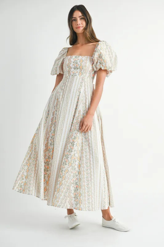 EISLEY WALL PAPER FLORAL PRINTED MIDI DRESS sold by MABLE