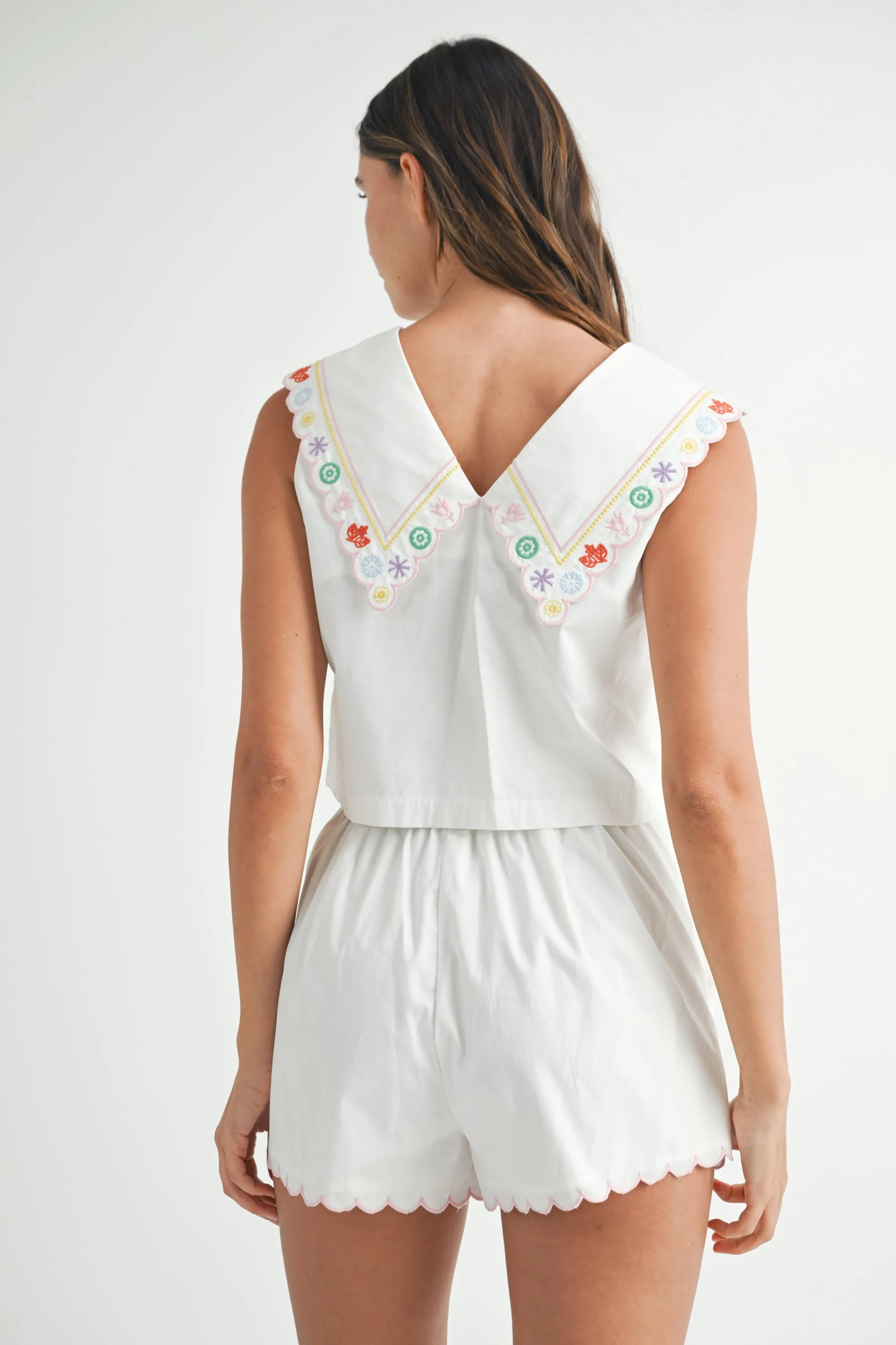 HESPER EMBROIDERED CROP TOP AND SHORTS SET sold by MABLE product image thumbnail 3