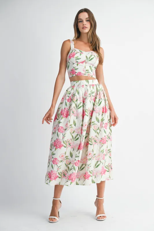 ELLA BUSTIER TOP PLEATED SKIRT SET made by MABLE