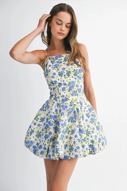 HALI FLORAL PRINTED BUBBLE HEM MINI DRESS sold by MABLE
