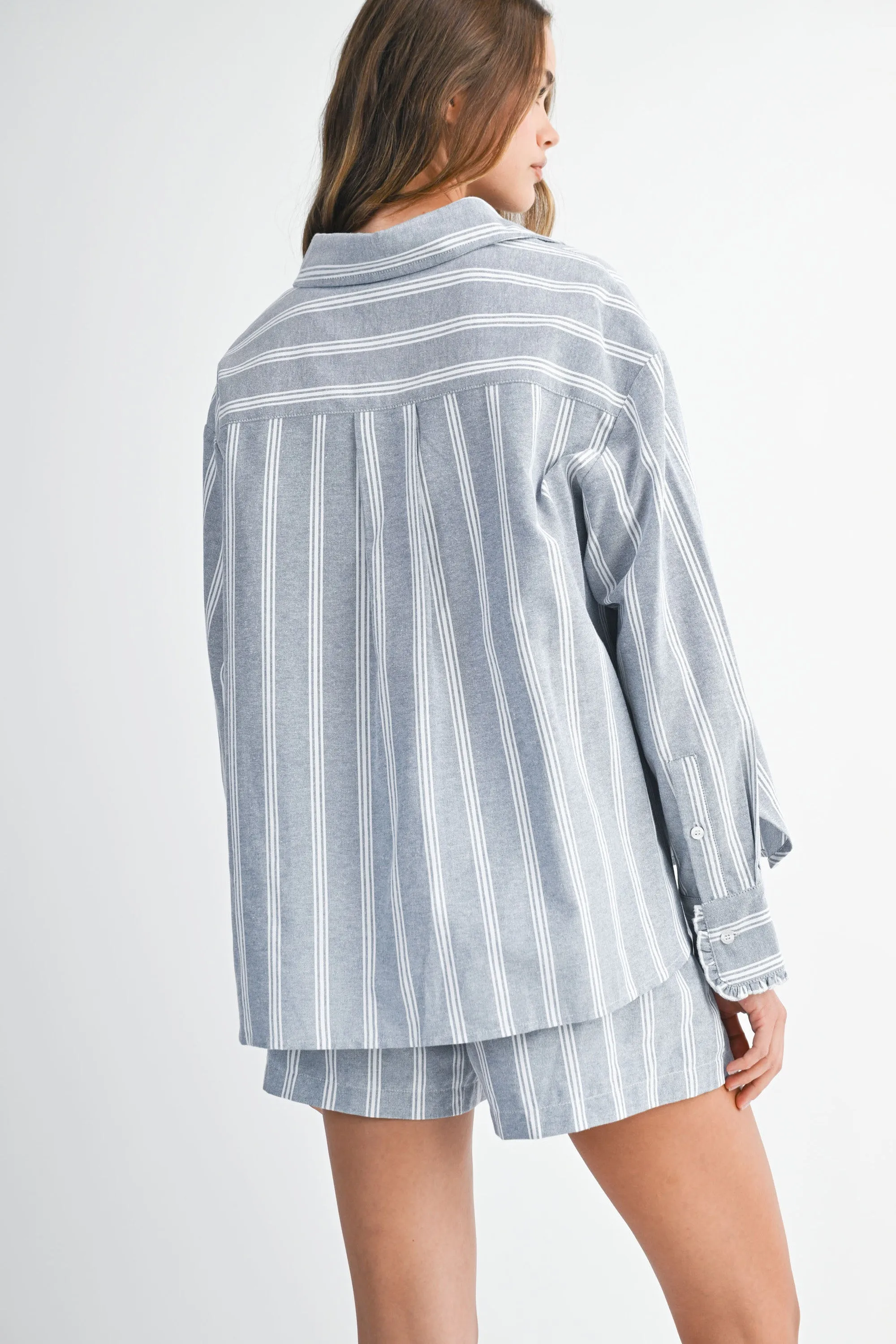 EVGENIA PIN STRIPE SHIRTS SHORTS SET sold by MABLE product image thumbnail 3