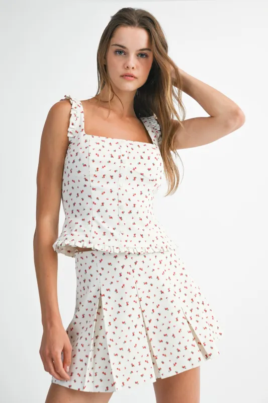 SIV FLORAL PRINTED TOP SKIRT SET made by MABLE