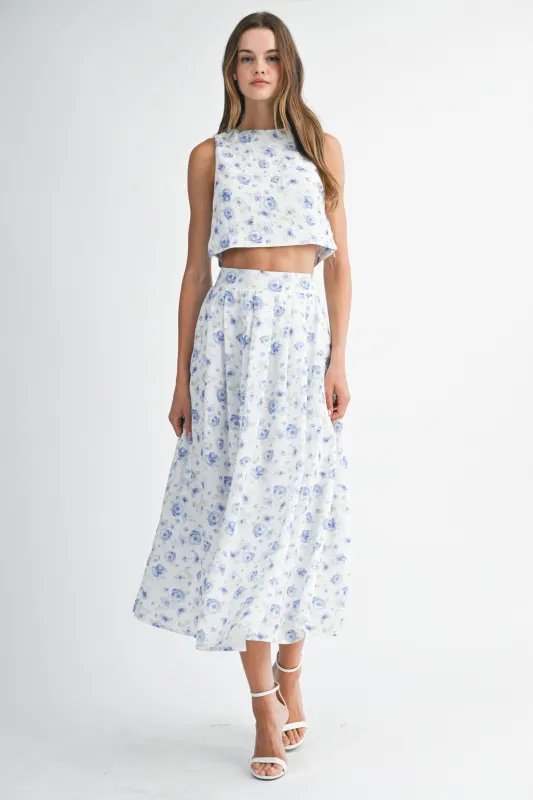 HILMA BACK TIE TOP AND MIDI SKIRT SET made by MABLE