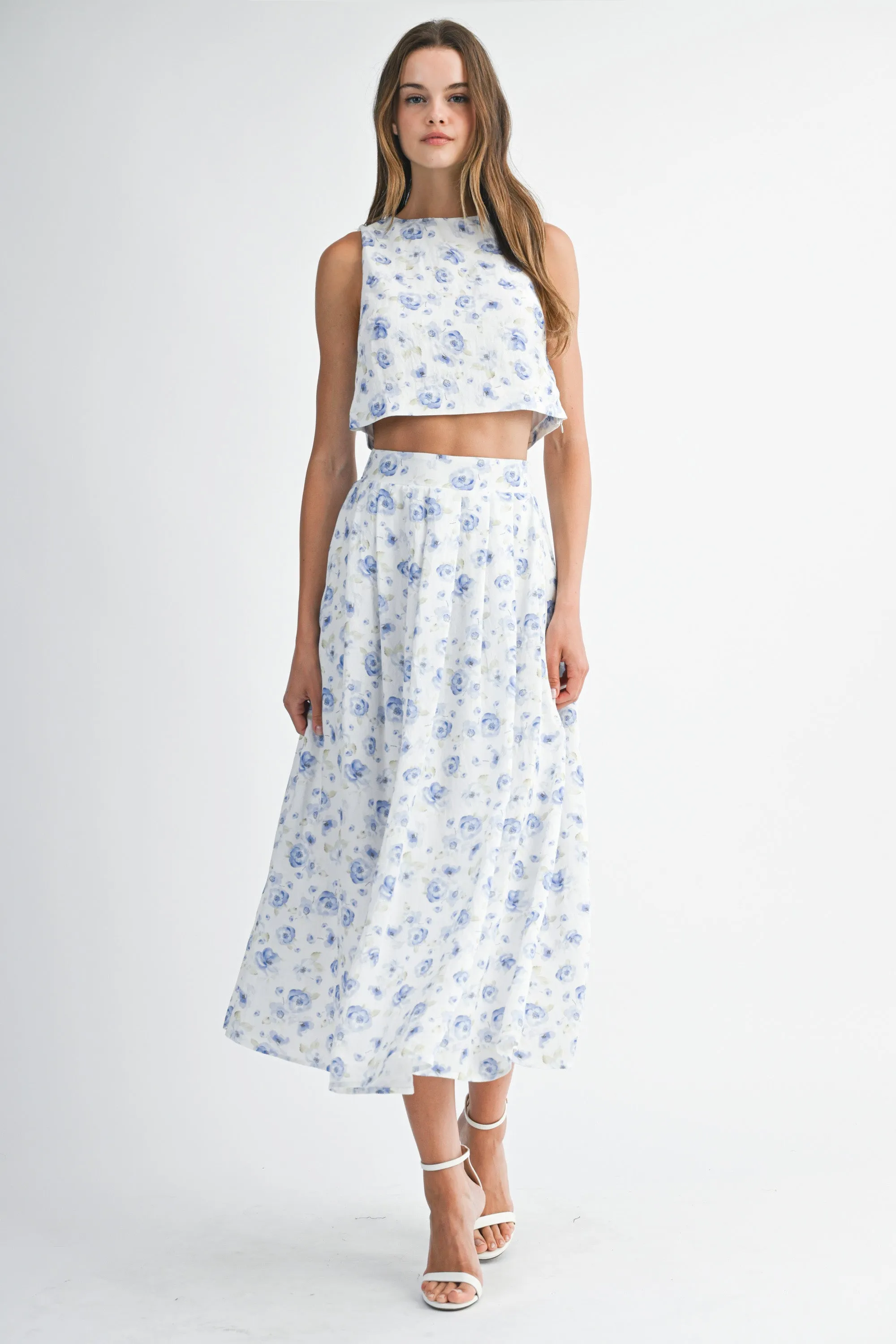 HILMA BACK TIE TOP AND MIDI SKIRT SET sold by MABLE