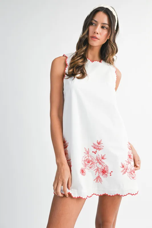 MARKEDA EMBROIDERED SLEEVELESS MINI DRESS sold by MABLE
