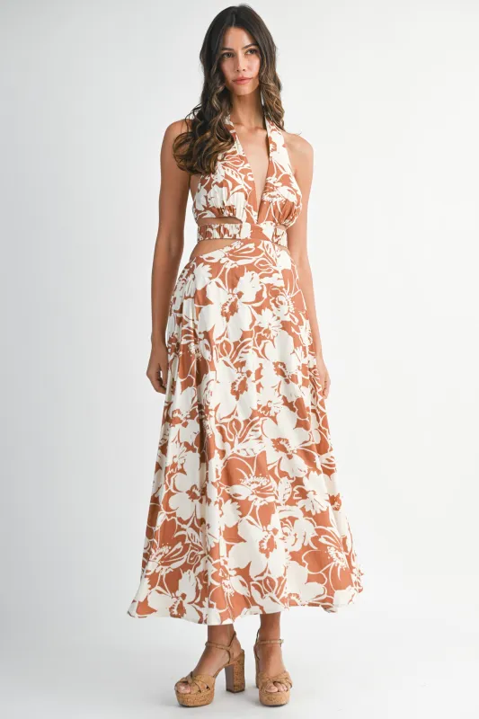 SOPHRONIA FLUNGING NECK LINE MIDI DRESS made by MABLE