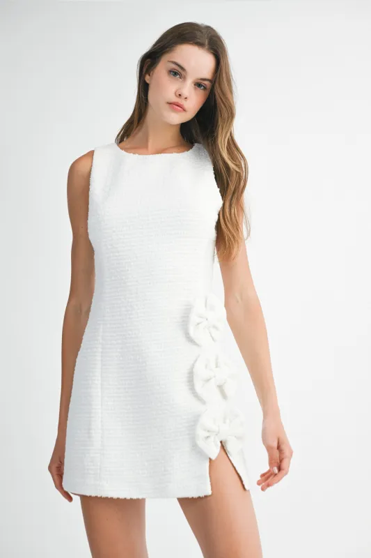 NAYELI BOW DETAILED SIDE SLIT MINI DRESS made by MABLE
