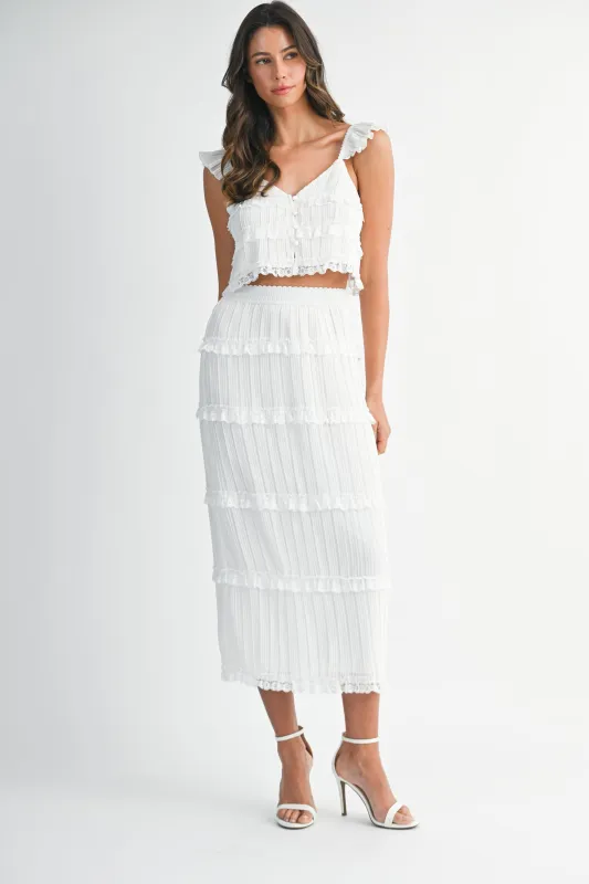 ZIA CHIFFONE TOP AND MIDI SKIRT SET made by MABLE
