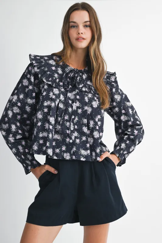 INAYA FLORAL PETER PAN COLLAR SHIRTS sold by MABLE