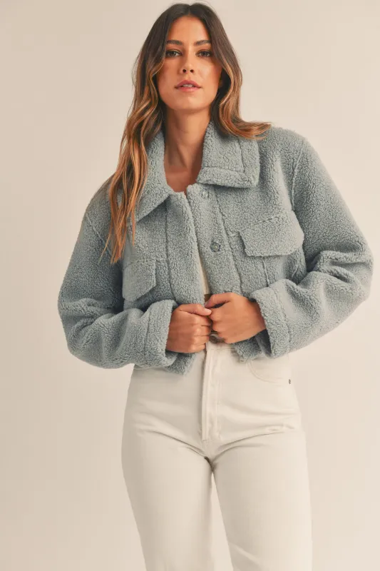 ILA FAUX FUR SHEARED CROP JACKET sold by MABLE
