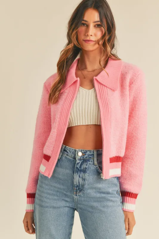 OTTOLINE FUZZY ZIP UP KNIT JACKET sold by MABLE