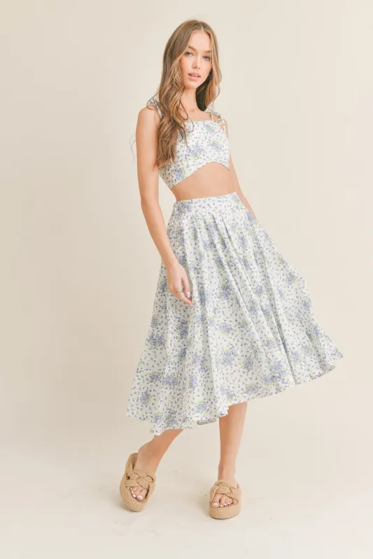 EDITH CAMI TOP & PLEATED SKIRT SET made by MABLE